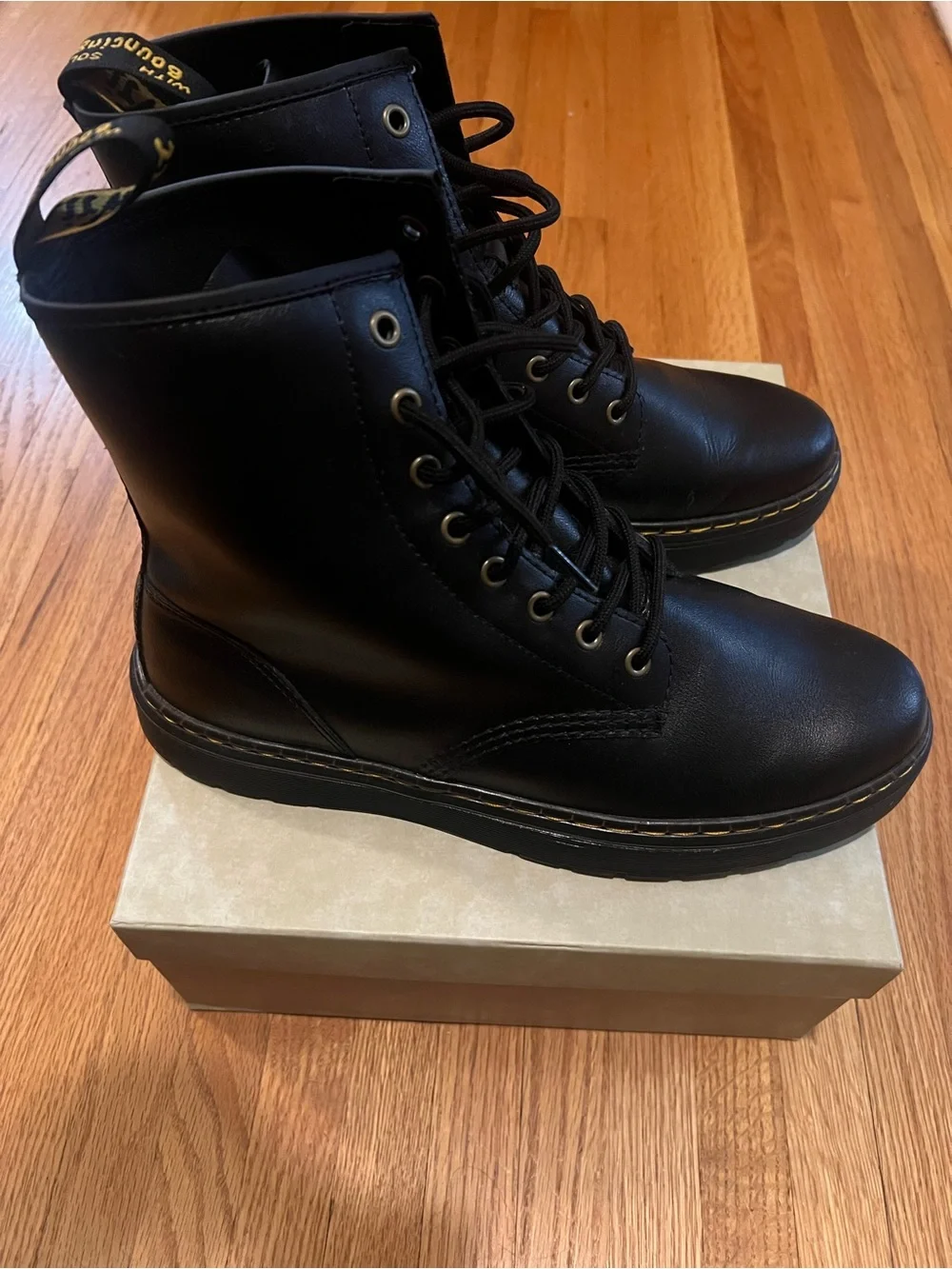Dr. Martens Black Leather Lace-Up Combat Boots